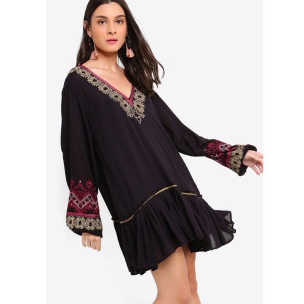 Free People Wild One Embroidered Mini Dress